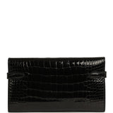Pre-owned Hermes Kelly Long Wallet Black Shiny Alligator Gold Hardware - Thumbnail View 3