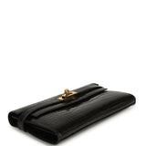 Pre-owned Hermes Kelly Long Wallet Black Shiny Alligator Gold Hardware - Thumbnail View 6