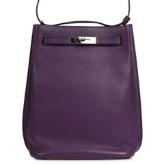 Pre-owned Hermes So Kelly 22 Ultraviolet Verso Clemence Palladium Hardware