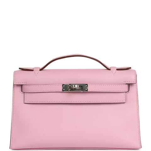 Hermes Kelly Pochette Mauve Sylvestre Swift Palladium Hardware