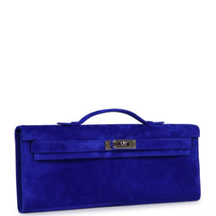 Pre-owned Hermes Kelly Cut Bleu Electric Doblis Palladium Hardware