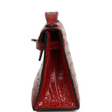 Pre-owned Hermes Kelly Pochette Rouge H Matte Alligator Mississippiensis Palladium Hardware - Thumbnail View 4