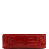 Pre-owned Hermes Kelly Pochette Rouge H Matte Alligator Mississippiensis Palladium Hardware - Thumbnail View 6