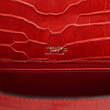 Pre-owned Hermes Kelly Pochette Rouge H Matte Alligator Mississippiensis Palladium Hardware - Thumbnail View 7