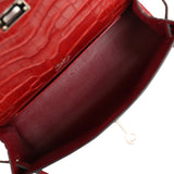 Pre-owned Hermes Kelly Pochette Rouge H Matte Alligator Mississippiensis Palladium Hardware - Thumbnail View 8