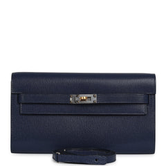 Hermes Kelly Wallet To Go Bleu Saphir Chevre Chamkila Electrum Hardware