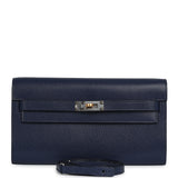 Hermes Kelly Wallet To Go Bleu Saphir Chevre Chamkila Electrum Hardware - Thumbnail View 1