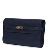 Hermes Kelly Wallet To Go Bleu Saphir Chevre Chamkila Electrum Hardware - Thumbnail View 5