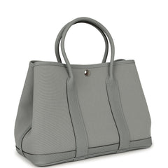 Hermes Garden Party 30 Gris Pantin Officier Canvas, Negonda Palladium Hardware