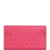 Hermes Kelly Wallet To Go Rose Tyrien Ostrich Palladium Hardware - Thumbnail View 4