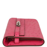 Hermes Kelly Wallet To Go Rose Tyrien Ostrich Palladium Hardware - Thumbnail View 5