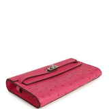Hermes Kelly Wallet To Go Rose Tyrien Ostrich Palladium Hardware - Thumbnail View 3