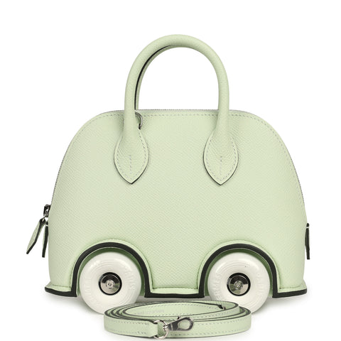 Hermes Bolide On Wheels 1923 Vert Fizz, White Epsom Palladium Hardware