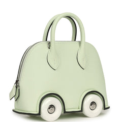 Hermes Bolide On Wheels 1923 Vert Fizz, White Epsom Palladium Hardware