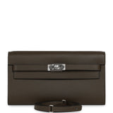 Hermes Kelly Wallet To Go Vert Loden Evercolor Palladium Hardware - Thumbnail View 1