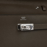 Hermes Kelly Wallet To Go Vert Loden Evercolor Palladium Hardware - Thumbnail View 7