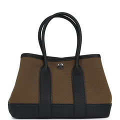 Hermes Garden Party Neo 23 Vert Olive Toile Officier Canvas and Black Negonda Palladium Hardware
