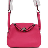 Hermes Mini Lindy Rose Shocking Clemence Palladium Hardware - Thumbnail View 1