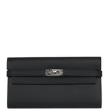 Hermes Kelly Long Wallet Black Epsom Palladium Hardware - Thumbnail View 1