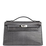 Pre-owned Hermes Kelly Pochette Ardoise Varanus Niloticus Lizard Palladium Hardware - Thumbnail View 1