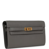 Hermes Kelly Wallet To Go Gris Meyer Epsom Gold Hardware - Thumbnail View 2