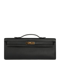 Pre-owned Hermes Kelly Cut Black Swift Gold Hardware