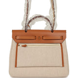 Hermes Herbag Zip PM 31 "Circuit 24" Naturel, Ecru-Gris Meyer Toile H Plume Canvas, Naturel Hunter Gold Hardware - Thumbnail View 5