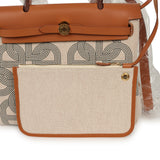 Hermes Herbag Zip PM 31 "Circuit 24" Naturel, Ecru-Gris Meyer Toile H Plume Canvas, Naturel Hunter Gold Hardware - Thumbnail View 9