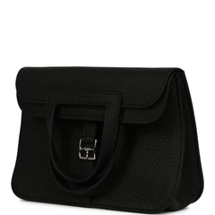 Hermes Halzan 25 Black Clemence Palladium Hardware
