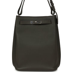 Pre-owned Hermes So Kelly 22 Vert de Gris Togo Palladium Hardware