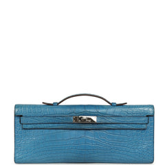 Pre-owned Hermes Kelly Cut Mykonos Matte Alligator Palladium Hardware