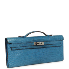 Pre-owned Hermes Kelly Cut Mykonos Matte Alligator Palladium Hardware