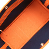 Hermes  Garden Party Neo 23 "Bredies" Orange, Rose Sakura, Bleu Navy Togo and Swift Palladium Hardware - Thumbnail View 9