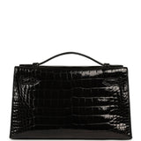 Hermes Special Order (HSS) Kelly Pochette Black Verso Shiny Alligator Gold Hardware - Thumbnail View 4