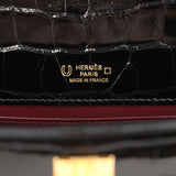 Hermes Special Order (HSS) Kelly Pochette Black Verso Shiny Alligator Gold Hardware - Thumbnail View 7