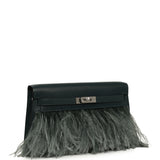 Hermes Kelly Elan Foile Vert Cypress Chevre Chamkila and Ostrich Feathers Palladium Hardware - Thumbnail View 2