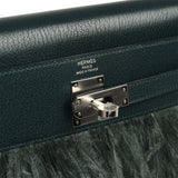 Hermes Kelly Elan Foile Vert Cypress Chevre Chamkila and Ostrich Feathers Palladium Hardware - Thumbnail View 7