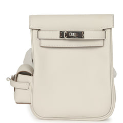 Hermes Mini Kelly Jump Backpack Gris Pale Swift Palladium Hardware