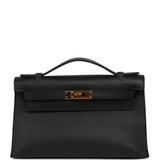 Pre-owned Hermes Kelly Pochette Black Swift Rose Gold Hardware - Thumbnail View 1