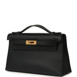 Pre-owned Hermes Kelly Pochette Black Swift Rose Gold Hardware - Thumbnail View 5