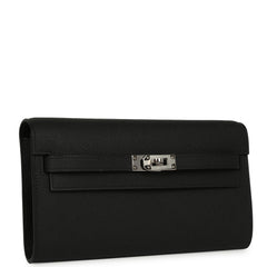 Hermes Kelly Wallet To Go Black Epsom Palladium Hardware