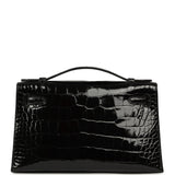 Hermes Special Order (HSS) Kelly Pochette Black Verso Shiny Alligator Palladium Hardware - Thumbnail View 5
