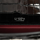 Hermes Special Order (HSS) Kelly Pochette Black Verso Shiny Alligator Palladium Hardware - Thumbnail View 7
