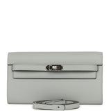 Hermes Kelly Wallet To Go Bleu Glacier Epsom Palladium Hardware - Thumbnail View 1