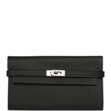 Hermes Kelly Long Wallet Black Epsom Palladium Hardware - Thumbnail View 1