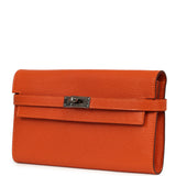Hermes Kelly Long Wallet Feu Chevre Mysore Palladium Hardware - Thumbnail View 6
