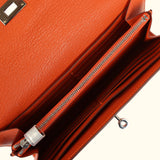 Hermes Kelly Long Wallet Feu Chevre Mysore Palladium Hardware - Thumbnail View 8