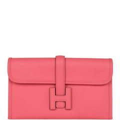 Hermes Jige Duo Clutch Rose Azalee Swift Palladium Hardware