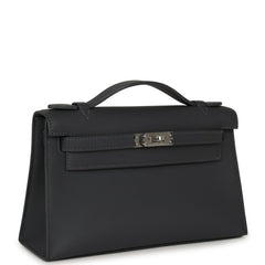 Hermes Kelly Pochette Ardoise Swift Palladium Hardware