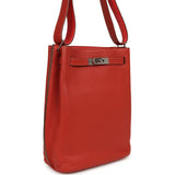 Pre-owned Hermes So Kelly 22 Sanguine, Rose Jaipur Eclat Clemence Palladium Hardware - Thumbnail View 2
